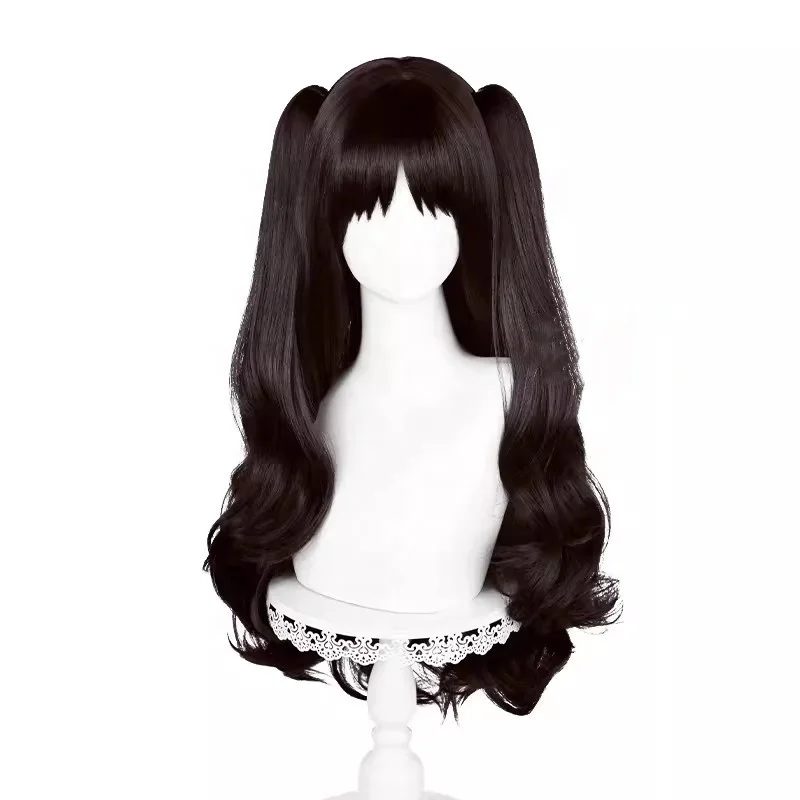 Wholesale Tohsaka Rin Cosplay Wig 70cm Long Curly Black Fate Stay Night Anime Synthetic Halloween Party Ponytails Wig