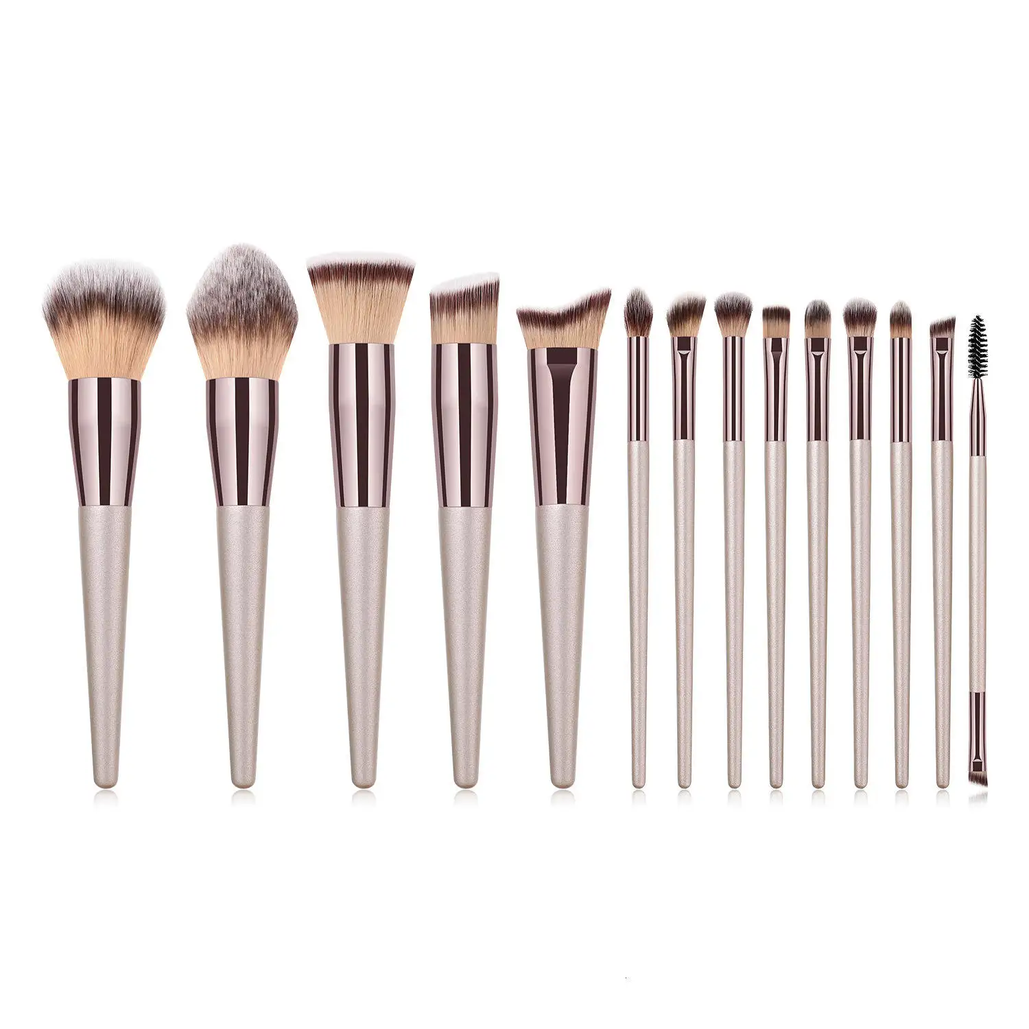 Foundation Eyebrow Contour 14pcs Professional Make Up Tool Metal Handle Makeup Brush Set With PU Bag Personalized Makeup Brushes