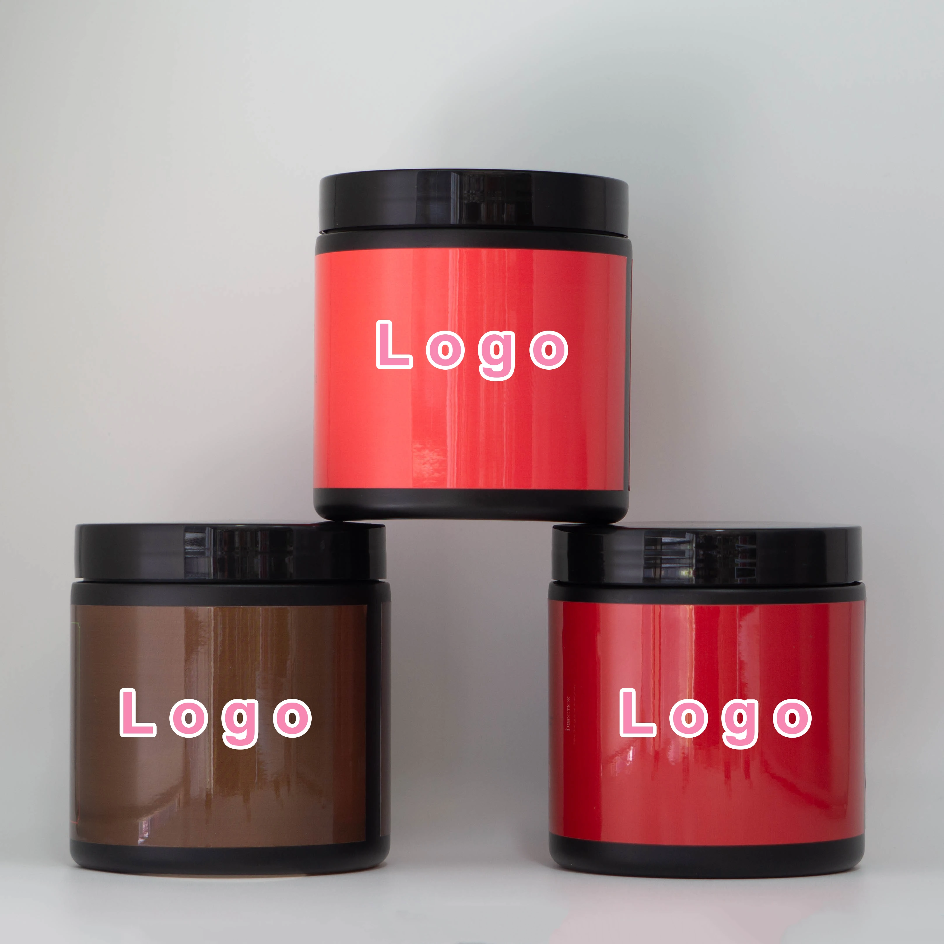 OEM&ODM 500ml HDPE Black Round Empty Plastic Protein Powder Container Jar Bottle Frosted jar with lid