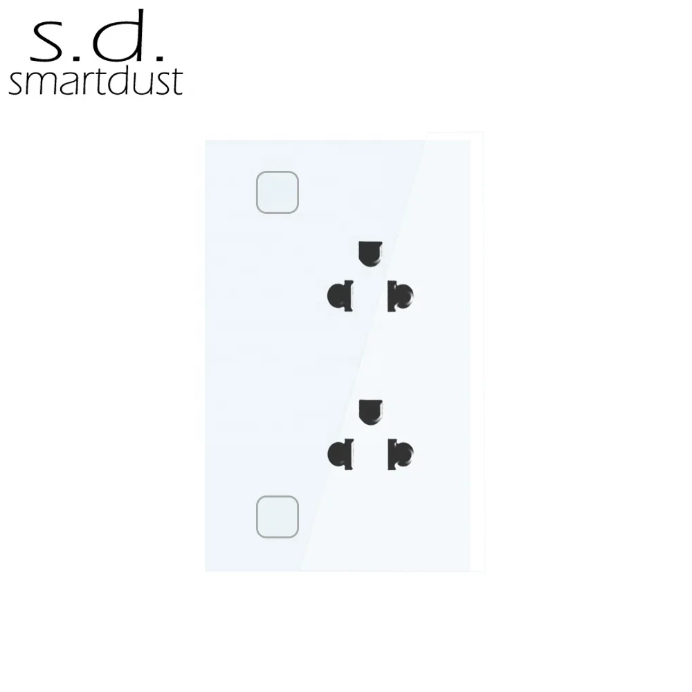  Smartdust Universal US Type Tempered Glass Tuya Voice Control Touch Double Wifi Wall Socket Smart Home In