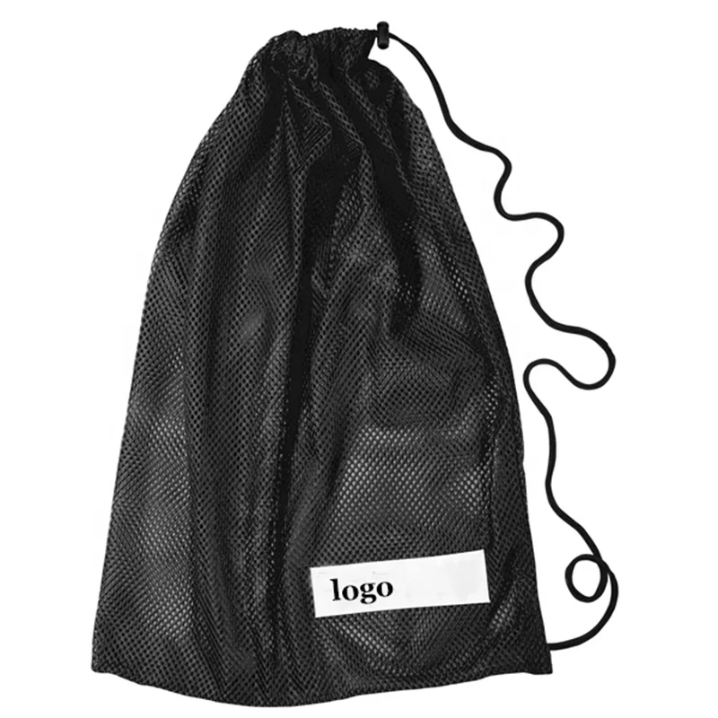 Promotional Black Custom Logo Sport Swim Gym Drawstring Mesh Swimming Bags for shoes