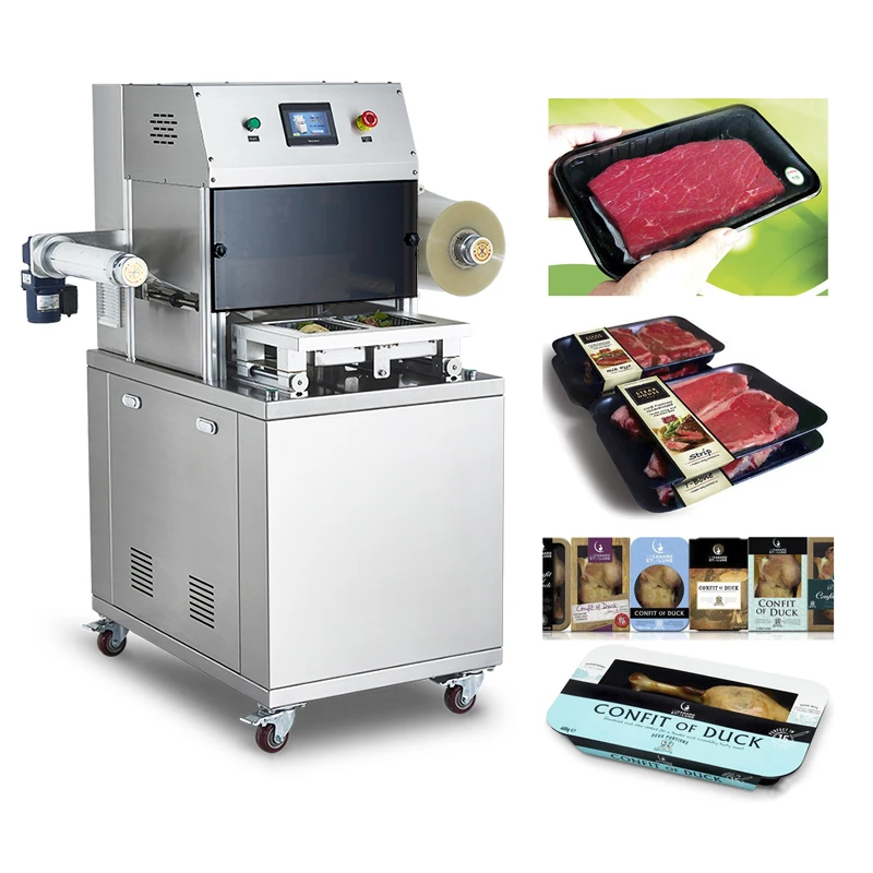 DQ320L-V  Fresh Meat Poultry Fish Pasta Pork Sandwich Vacuum and Gas Injected Packages Map Tray Sealing Machine