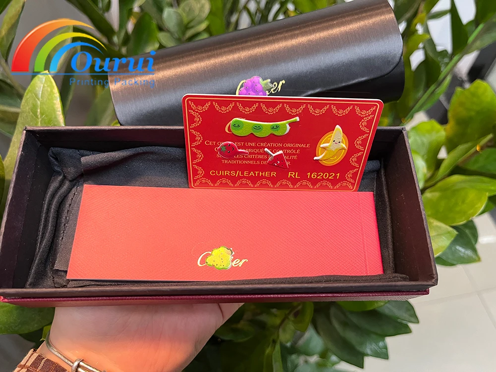 Red brand glasses case elegant luxury original design full set with accessories best gift packaging for women