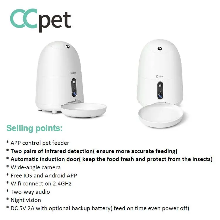 Ccpet APP Control Automatic Pet Cat Dog Smart wifi iq toy wifi automatic pet feeder