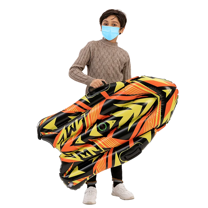 Factory custom winter PVC inflatable plastic winter products sled toys custom traction sled snow tube sled