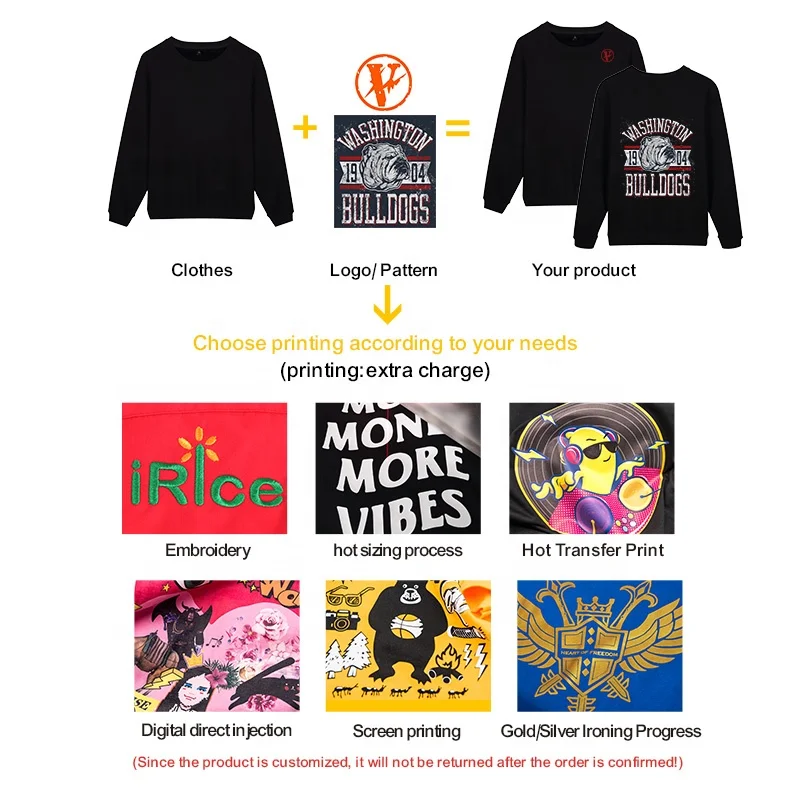 Wholesale High Quality Plain Blank Printed Crew Neck Sports Oversized Hoodie Man Custom Crewneck Sweatshirt for men