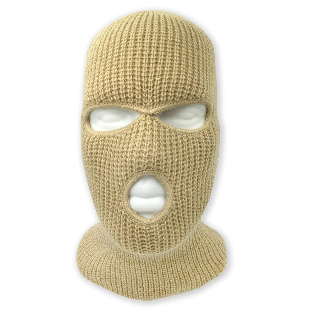 Wholesale Knitted Full Face Mask 3 Hole Custom Designer Ski Mask with Embroidery Logo Wool Skimask Balaclava