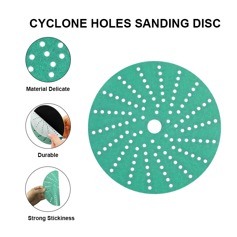 3M Sanding Disc Green Polyester film Sandpaper Disk Multi-holes Hook and Loop Ceramic Abrasive Sanding Disc for Automobile