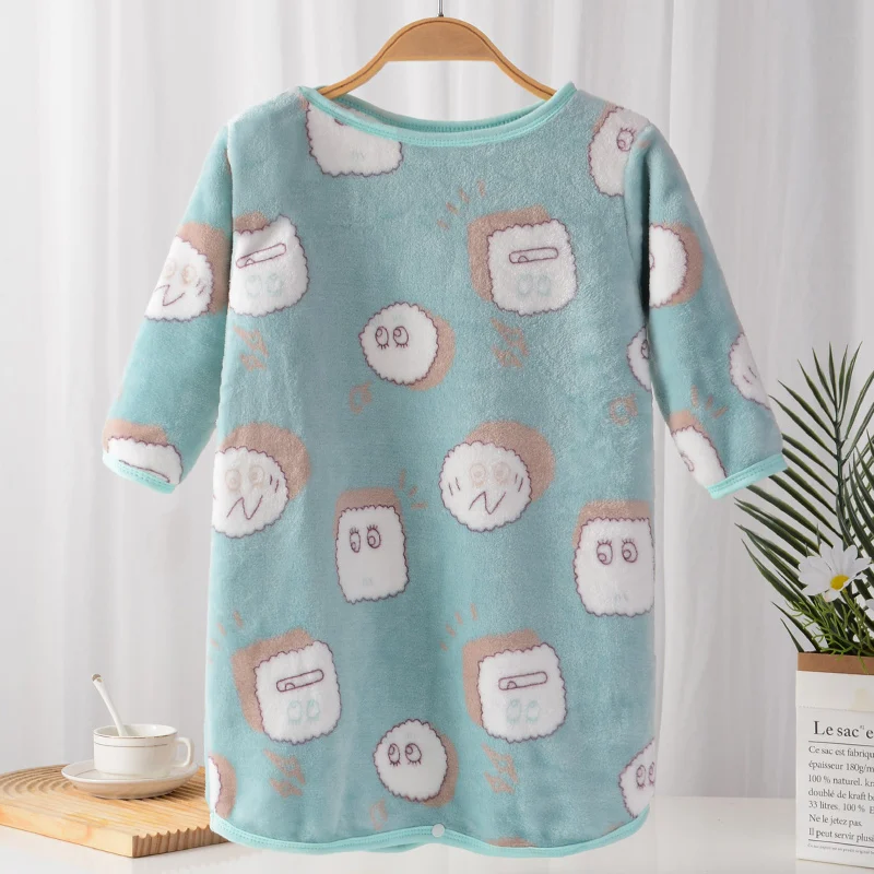 Autumn Girls Dresses Long Sleeve Knitted Cotton Winter Casual Clothes with Printed Straight Silhouette Dress for Children