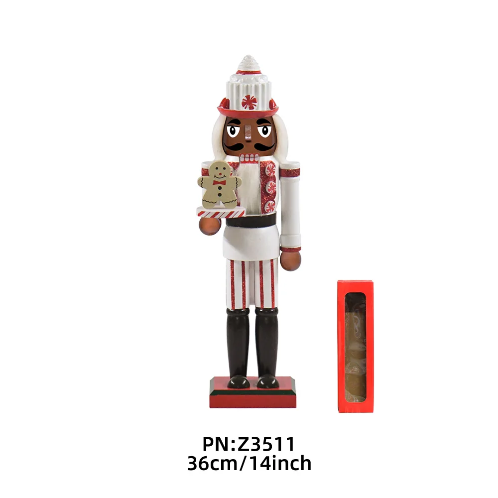 Customized Nutcracker Puppet 35CM Painted Doll Christmas Table Ornaments Wooden Gingerbread Nutcracker For Festival