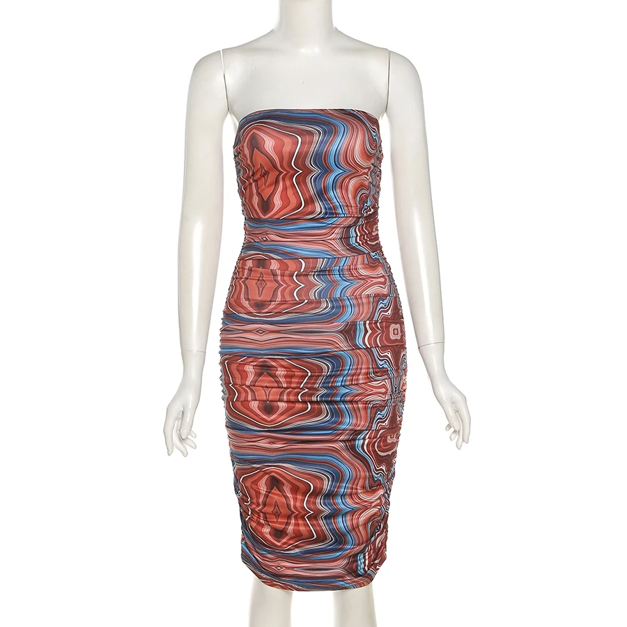 Kliou K21D04642 летние облегающие Клубные платья с открытой спиной и принтом 2021 повседневные женские