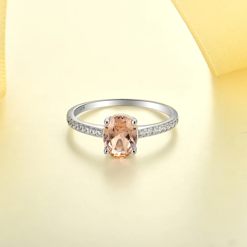 High Quality Zircon Ring Women 925 Sterling Silver diamond ring with big oval pink stone La bague. for engagement wedding