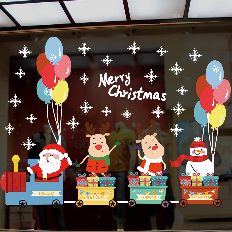 Wholesale Cheap Custom Double Sided Printing Used for Christmas Decorations Easy Peel off Glass Film Christmas Window Stickers