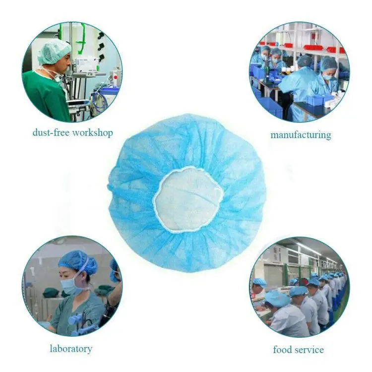 Disposable Cap Hair Net Cap Hair Hat Anti Dust Net Bouffant Cap Non-Woven Head Cover Hat Elastic Cleaning Hair Protect Hat
