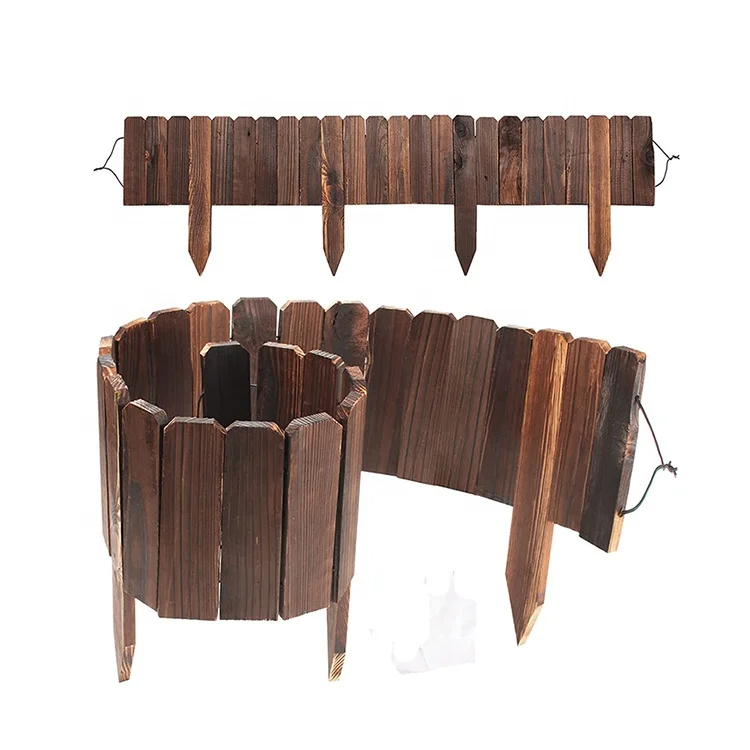 Wooden Garden Fence Edging Border Burnt Wood Landscape Border Edging Decorative Border