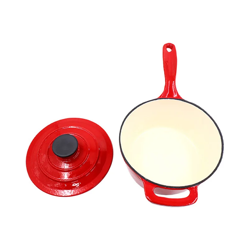 Factory Wholesale Custom Logo Enameled Cast Iron Classic Saucepan with Stainless Steel Knob Lids