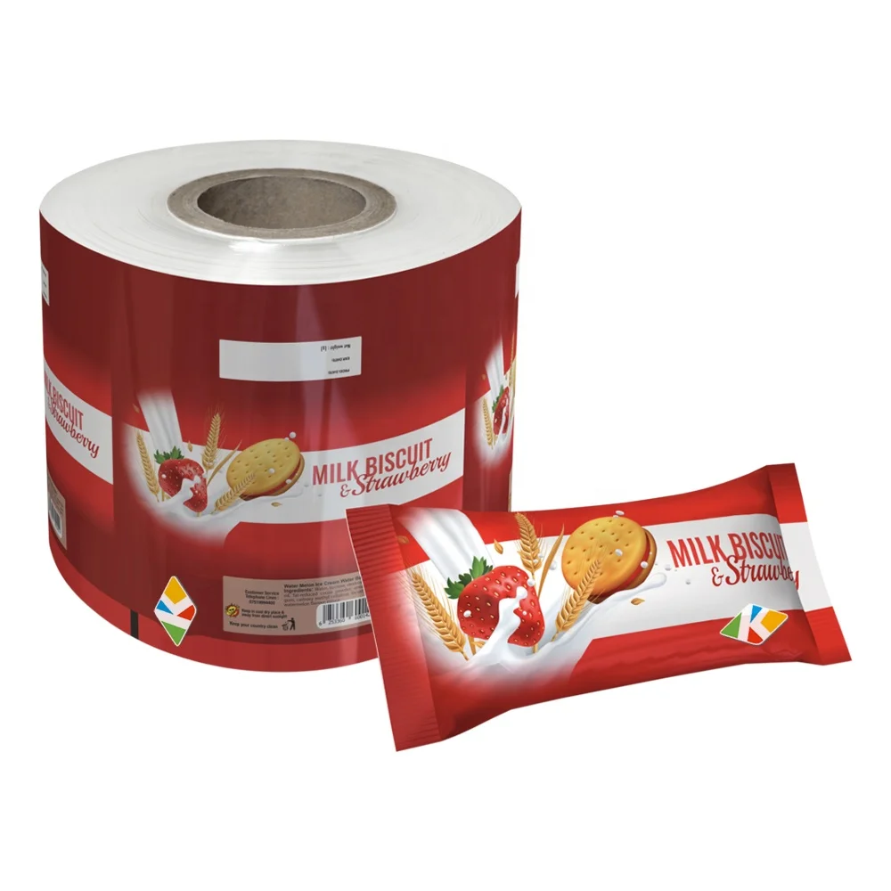 Custom Printed Aluminum Foil Food Packaging Film/Plastic Laminated Sachet Packing Plastic Film Roll For Snack