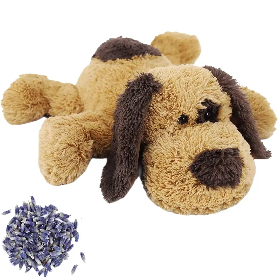 Microwavable Lying Puppy Lavender Scented Big Warm Area Tummy Pain Kids Friendly Plush Microwavable Warm Animal Dog Toy
