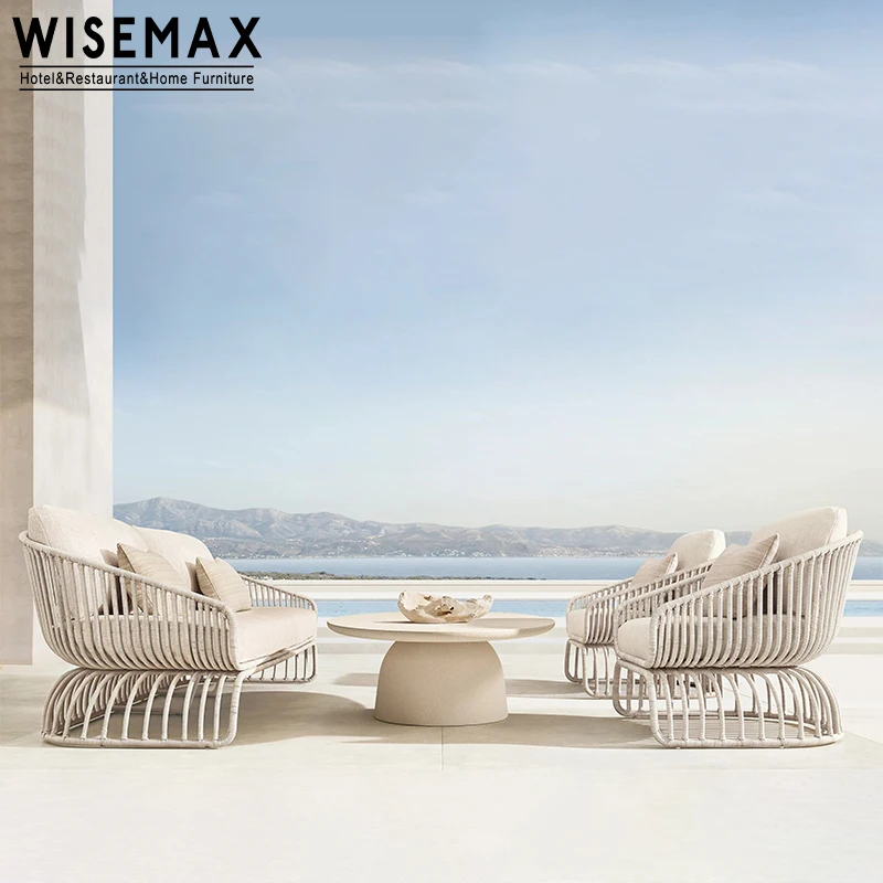 WISEMAX мебель современная алюминиевая уличная ротанговая секционная диван с кофейным столиком набор подлокотник для отдыха сада