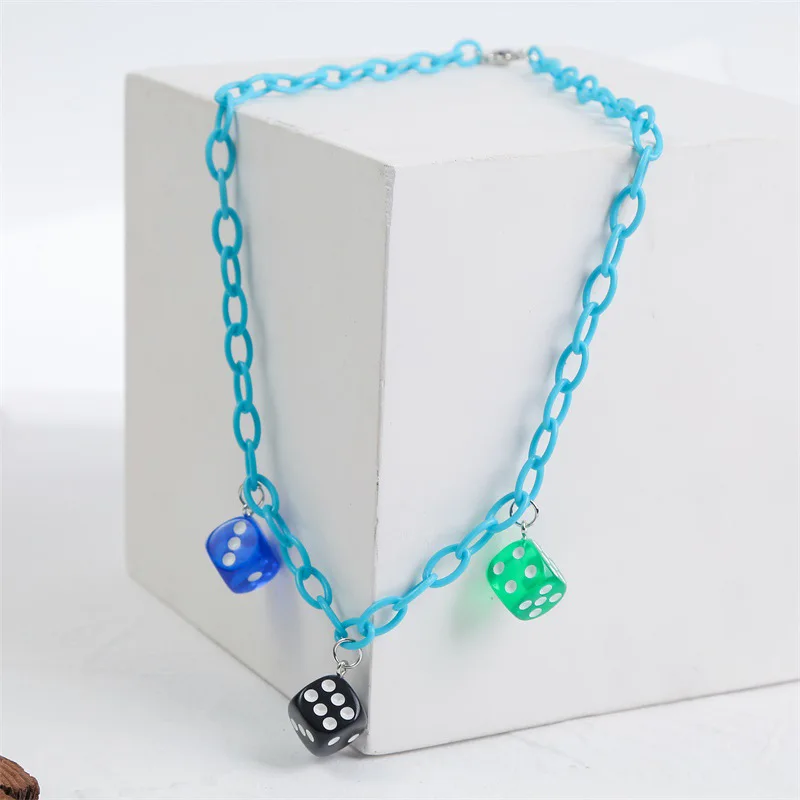 Новинка 2021, кулон из смолы, ювелирное изделие, ожерелье ручной работы, акриловая цепочка, цепочка с кубиком для женщин и девочек