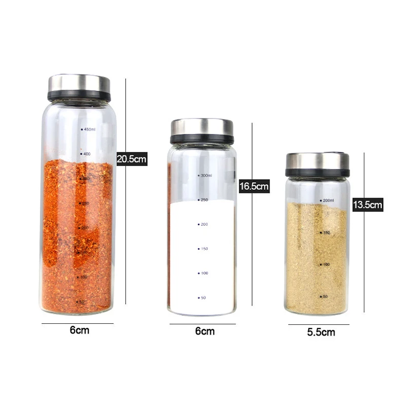 Spice caster in glass material pepper shaker and salt shaker