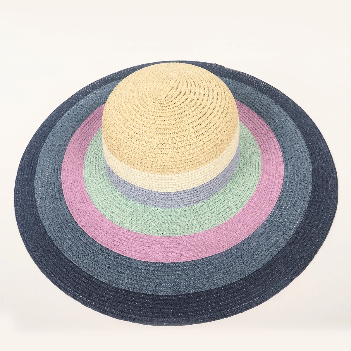 Niyang Beach Bag and Hat Set Design SS23 Paper New Women Colorful Striped Straw Summer Wallets for Women Fashionable Polyester