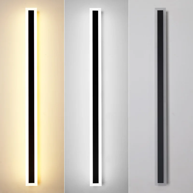 Wall Lamp Modern Nordic Ip65 Waterproof Led Strip Linear Outdoor Black Electric Metal 90 80 Villa Outdoor Garden Wall Lights