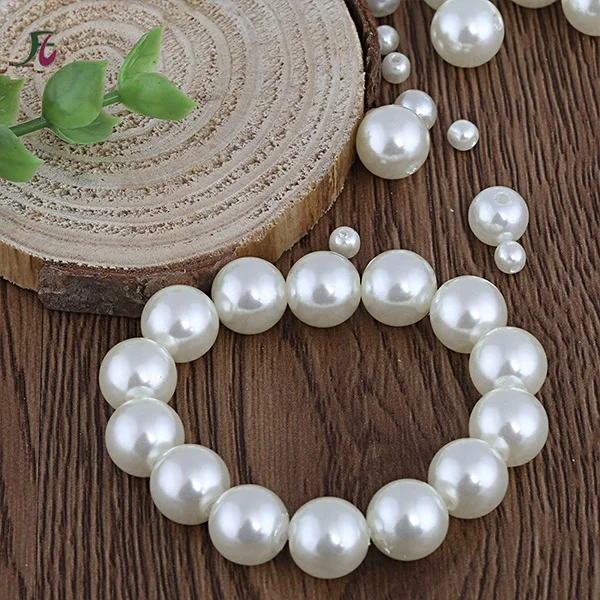 Wholesale  Acrylic ABS Pearl Beads Pure White Plastic Decoration Pearls In Bulk