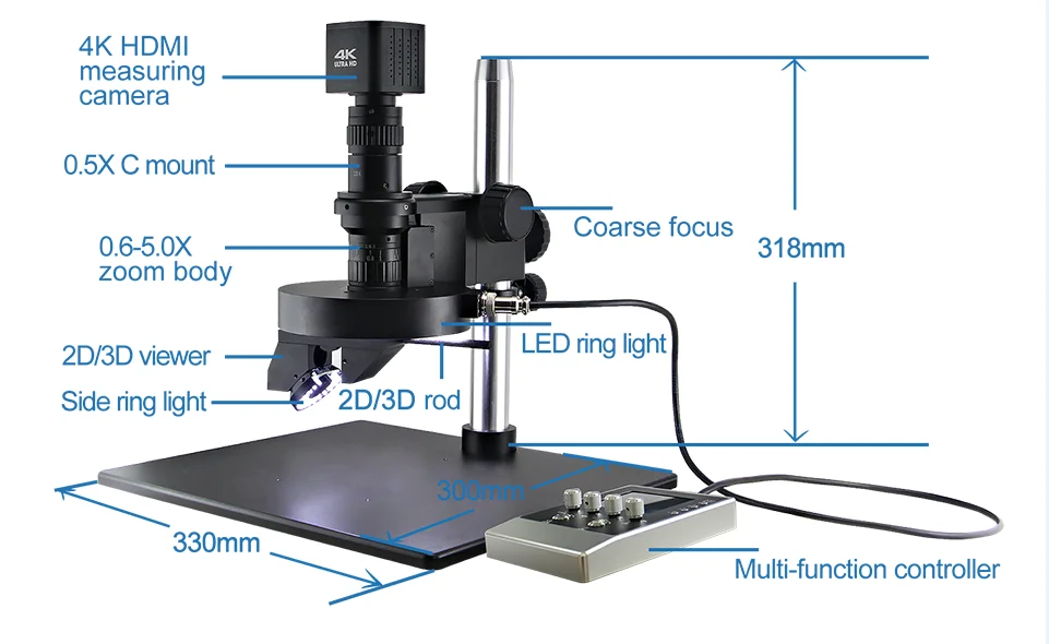 FT-OPTO hot sale  FM3D0325AM Motorized Smart Automatic 360 degree rotation 3D digital Video 4K camera Microscope