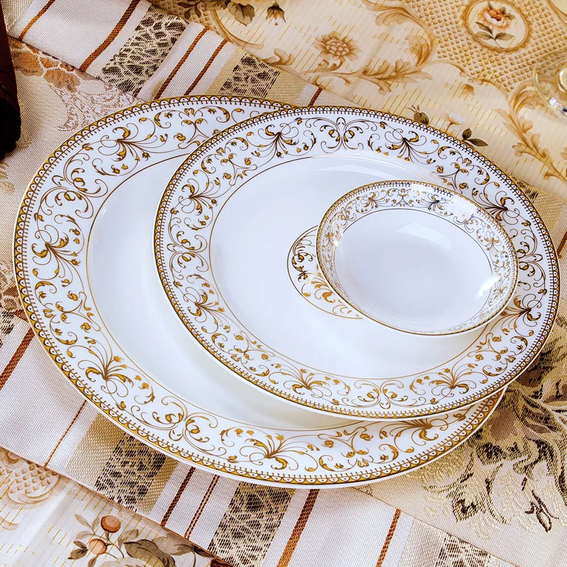 Latest Design Luxury Dinnerware Elaborately Porcelain Popular Plates Tableware for Home Party