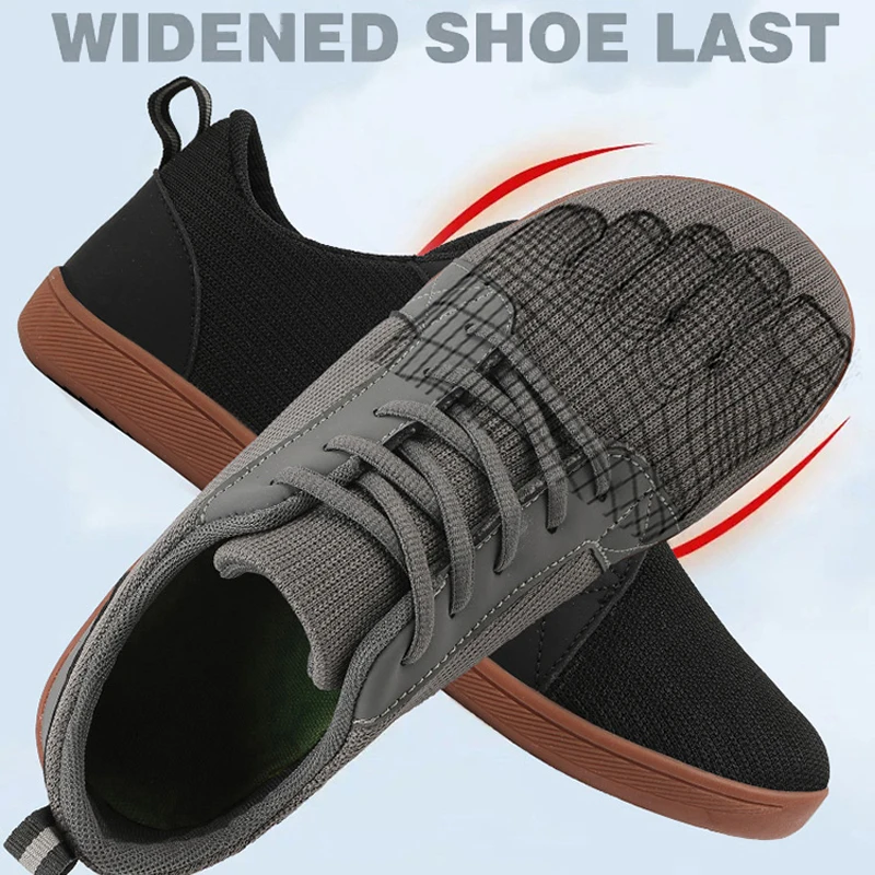 Factory wholesale wide top casual board shoes, non-slip outsole, zero drop sole, upgraded foot bed, minimalist barefoot sneakers
