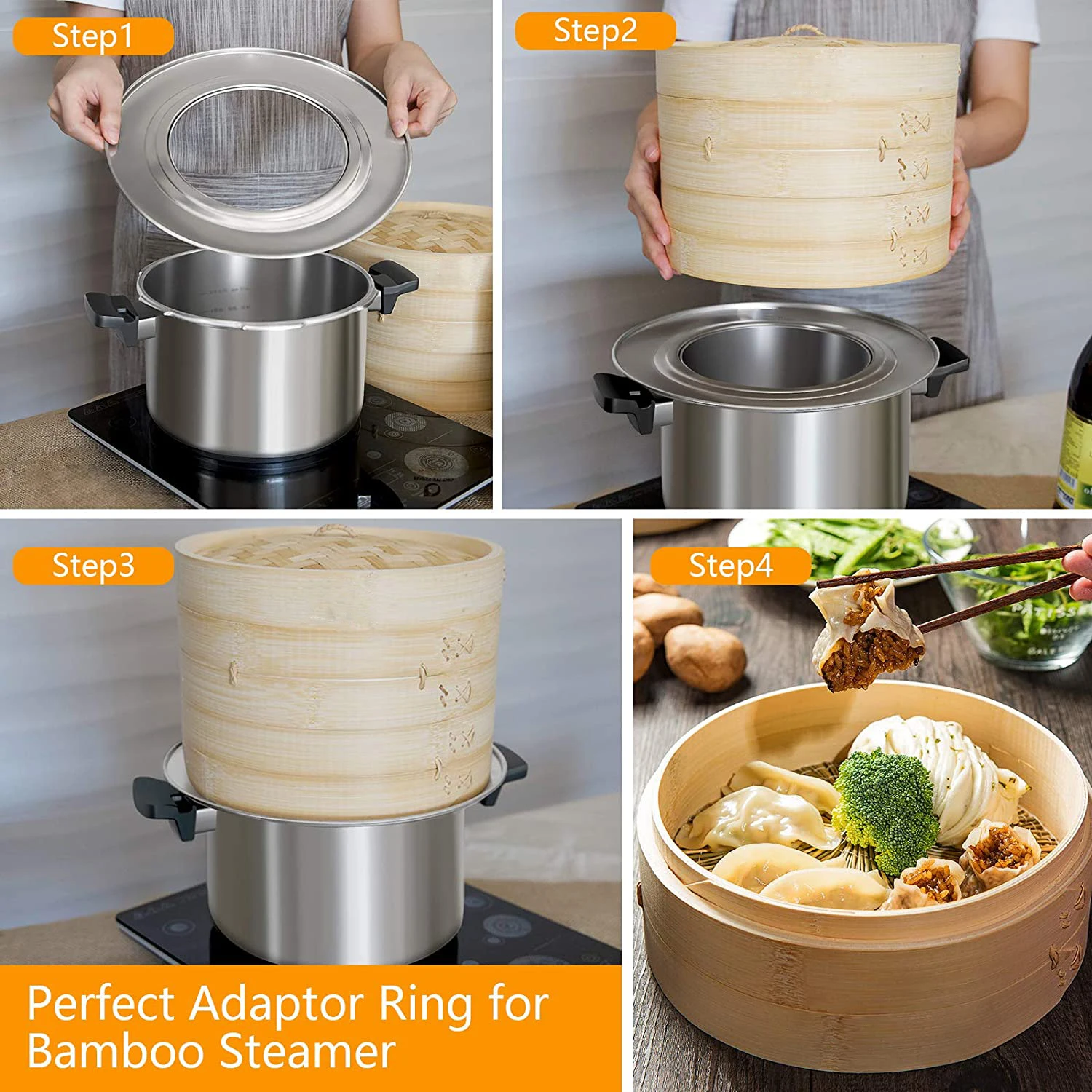 2022 Hot Sale Logo Large 10 Inch Restaurant Kitchen Dumplings Bulk Mini Bamboo Steamer