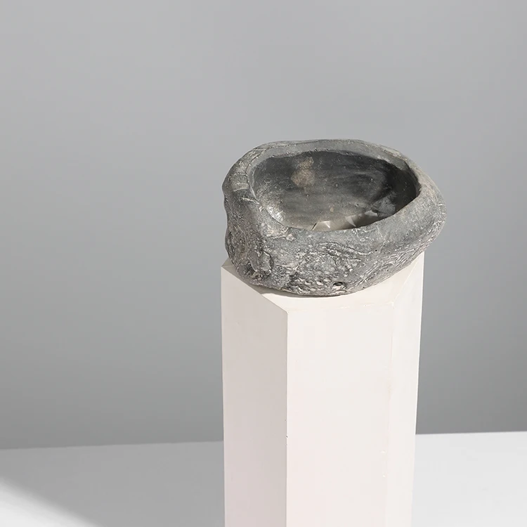 New design modern stone shape cement big home garden decoration flower plant pots for balcony