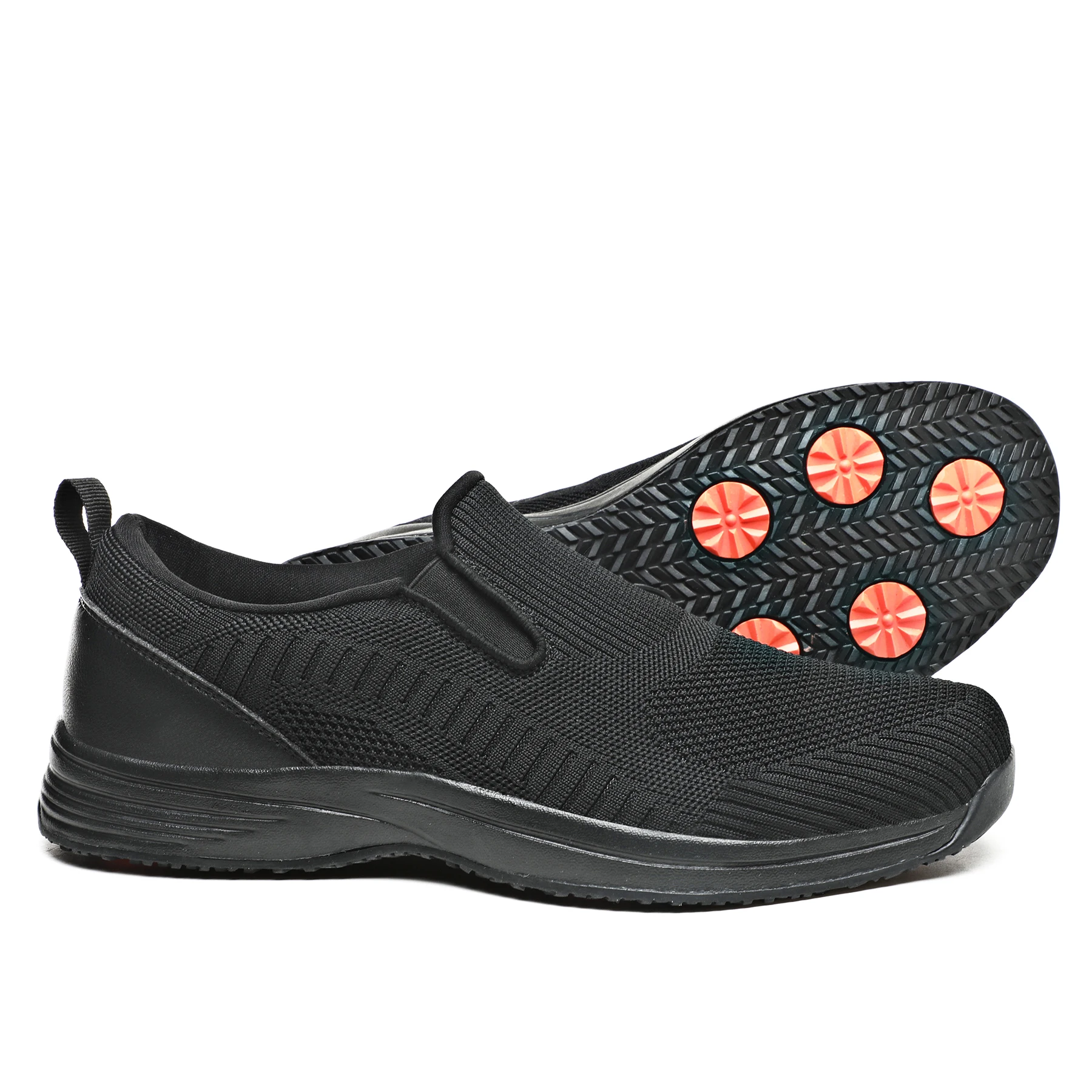 mens kitchen shoes slip-resistant work shoes for chefs food service shoes breathable mesh upper,black