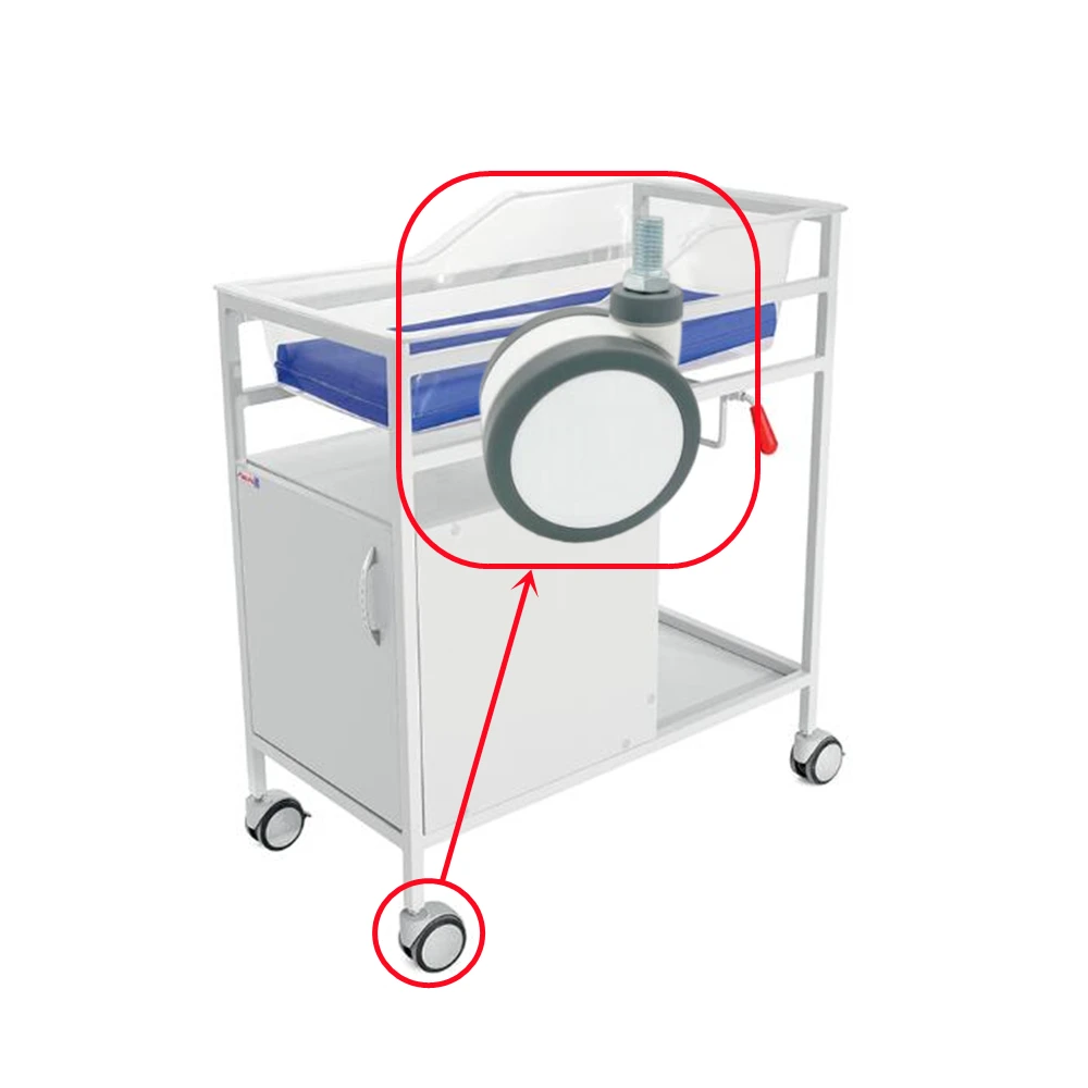 75mm 100 125 mm ABS Grey Rubber wheel swivel caster with brake for medical bed wheels low profile pu TPR caster