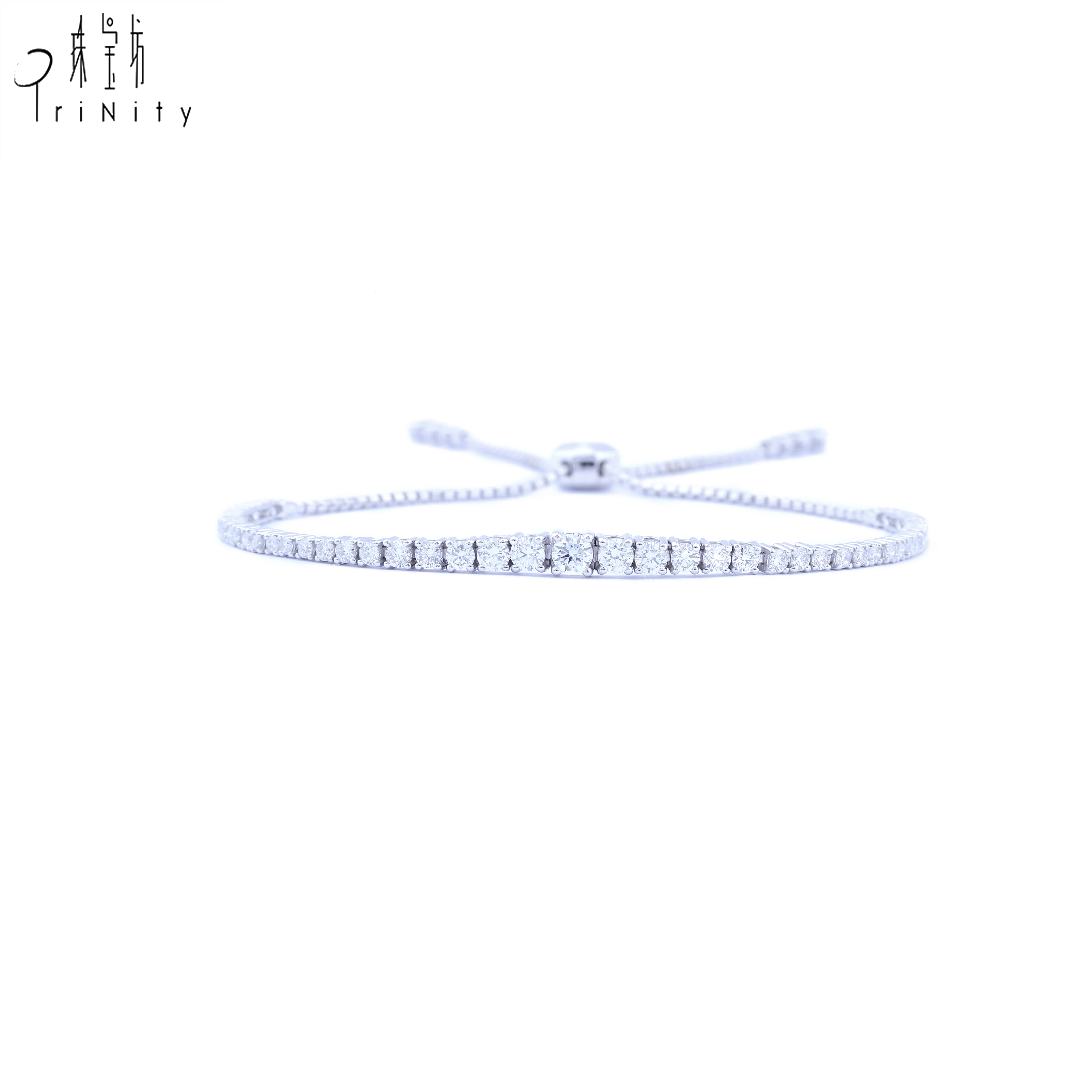 Hot Sale 18K Solid White Gold Jewelry Real Natural Diamond Luxury Bracelet Jewelry For Lady