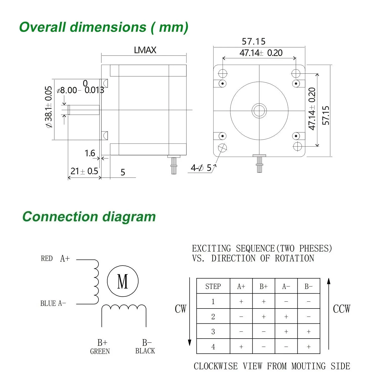 Bipolar Nema 23 Stepper Motor 1.8 Deg 3Nm Digital Stepping Motor Low Noise for 3D Printer/Laser/CNC Machine