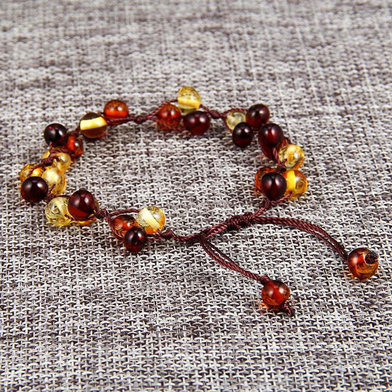
braided Handmade Original Baltic Ambers Beads Jewelry For Baby Adult Gift Stone Teething Beads Baltic Natural Amber Bracelet 