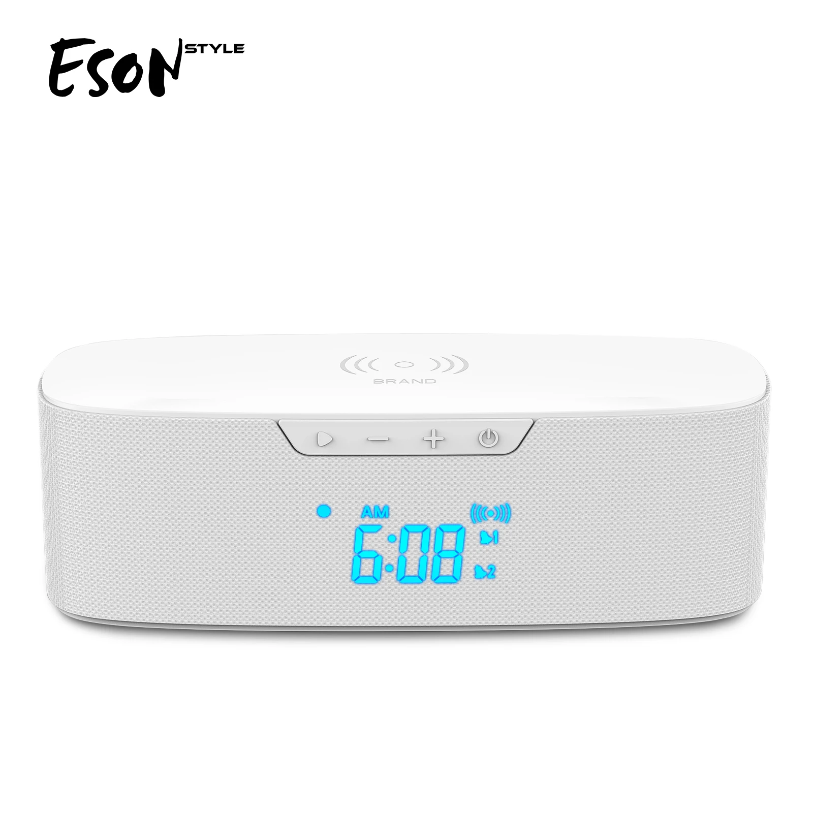 Eson Style Home Theatre System Dual Alarm Clocks Subwoofer Radio Fm 20W 3.7V Tws Wireless Charger Bluetooth Speakers