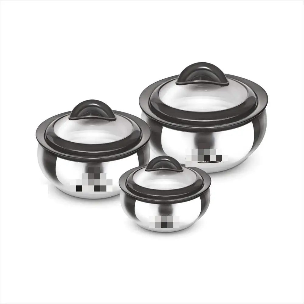 Milton Cello Indian Insulated Thermoware Casserole Hot Pot Set Glass Lid 1200 ml, 1500 ml, and 2500 ml