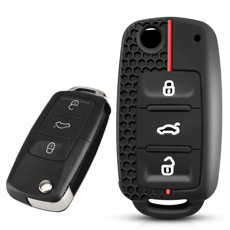 2 Buttons Silicone Key Cover Car Key Case For Volkswagen Skoda SEAT Silicone Keyless Remote Car Key Fob Protector