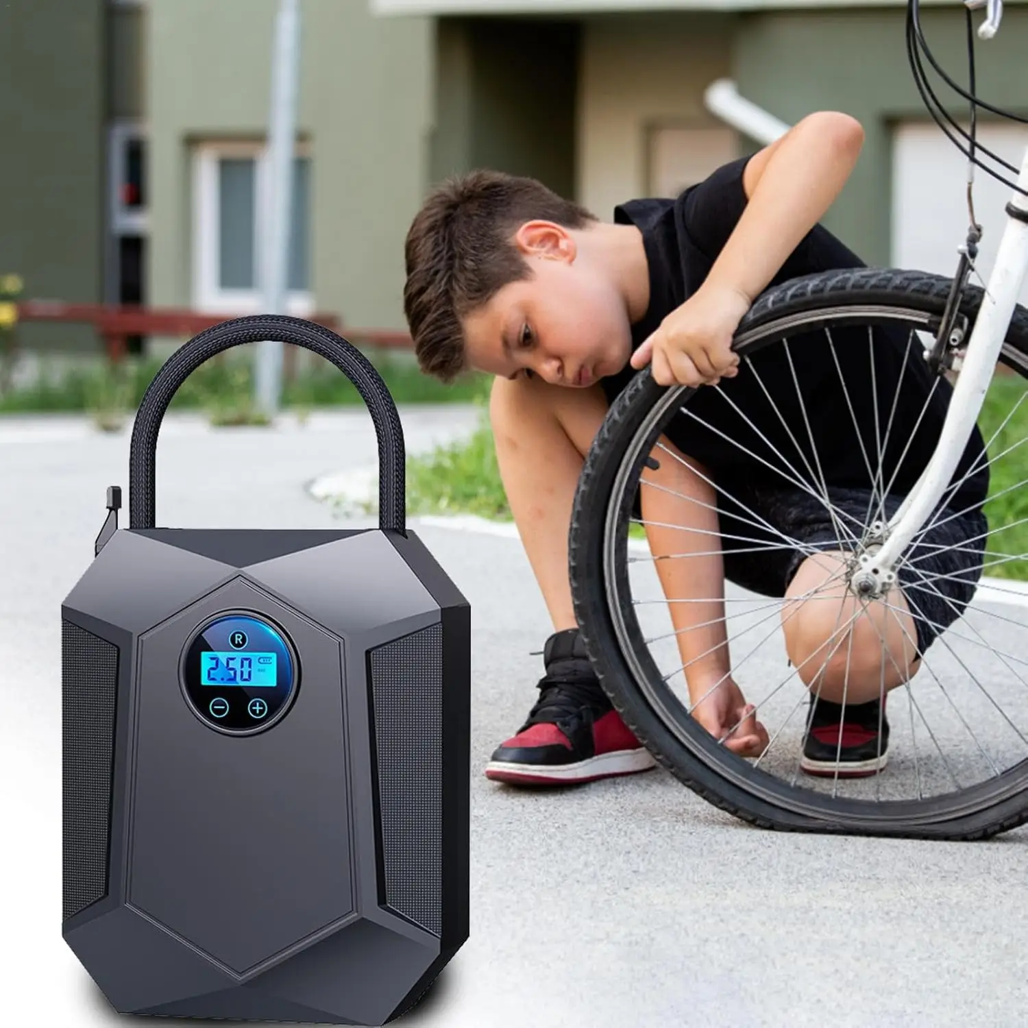 Wireless Car Tire Inflator Inflating Pump Portable Air Compressor Four Pressure LED Light Auto Stop 150PSI Fpur Pressure Unit