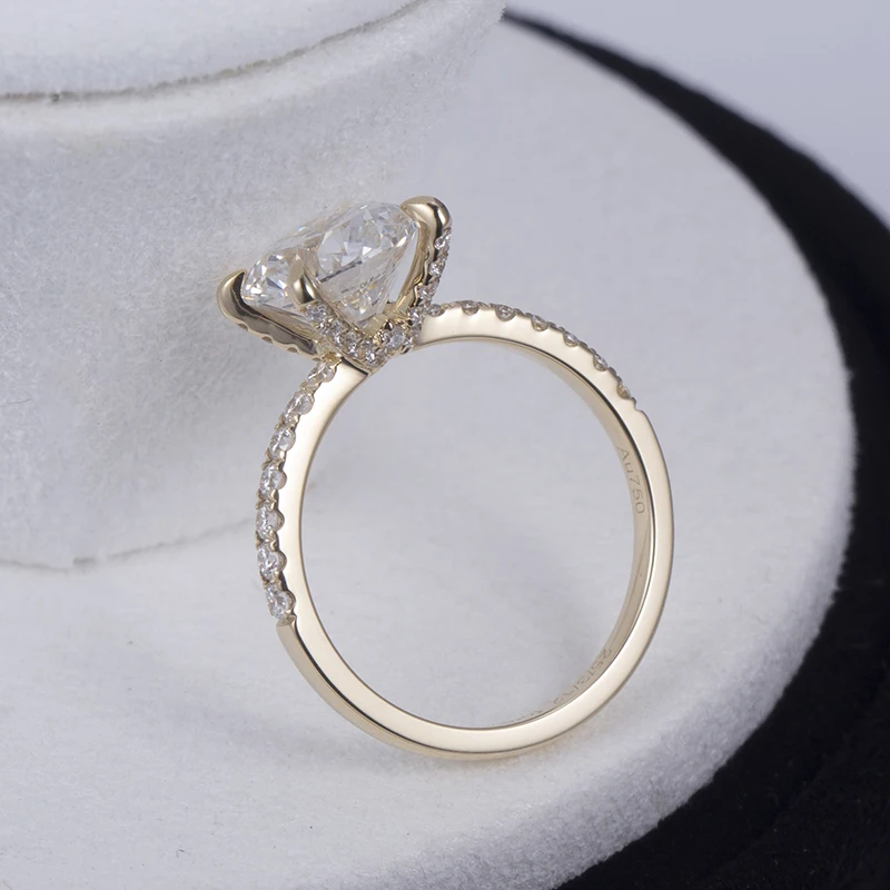 Beautifully Designed Gemstone 18k Solid Gold Ring Birthdays Pretty Lab Grown Diamond Fine Jewelry Ring