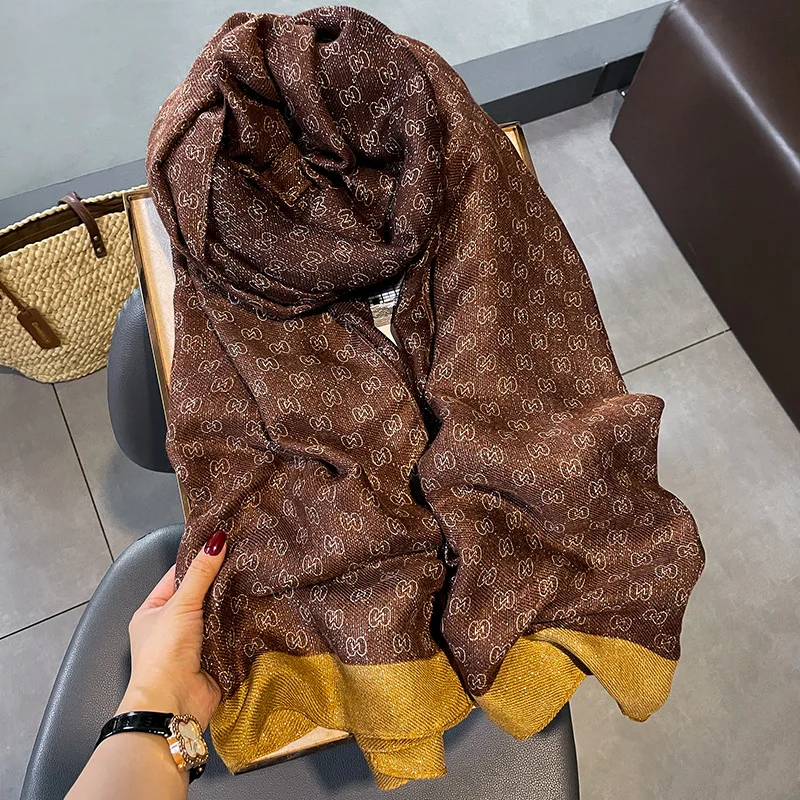 High Quality Newest Long Soft Cotton Viscose Print Scarf Shawl Ladies Brand Inspired Design Scarves Hijabs