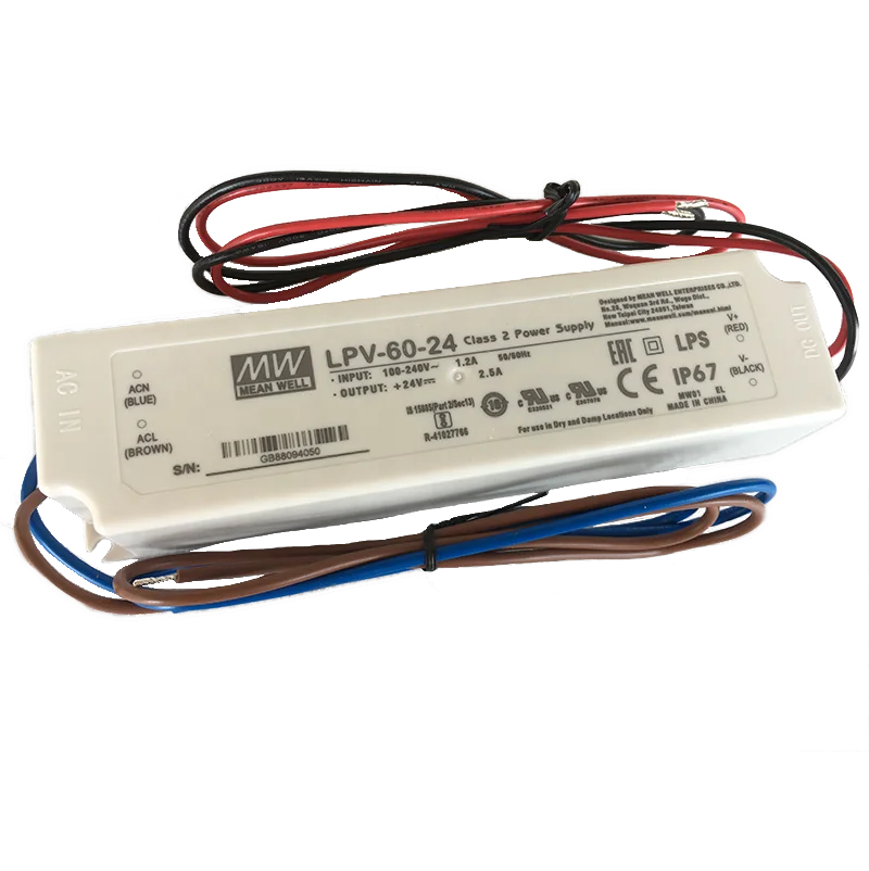  Meanwell AC DC Single Output LPV-60-24 Sealed Panel Mount smps 24vdc 24V 24 volts Power