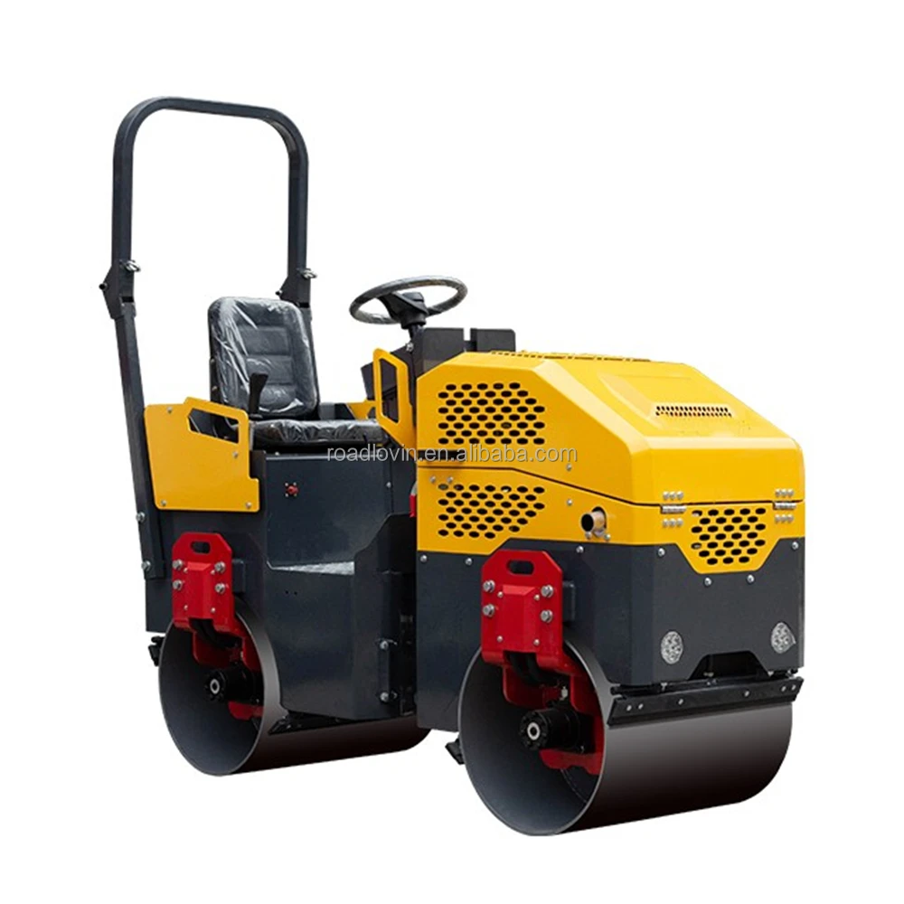 construction machinery double drums walking bedhind ride on type small road roller vibratory roller