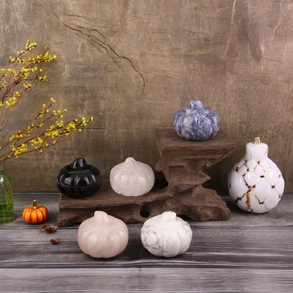 Wholesale Crystal Animal Pumpkin Carving Healing Energy Gem for Halloween Home Decorations Pumpkin Holiday Engraving