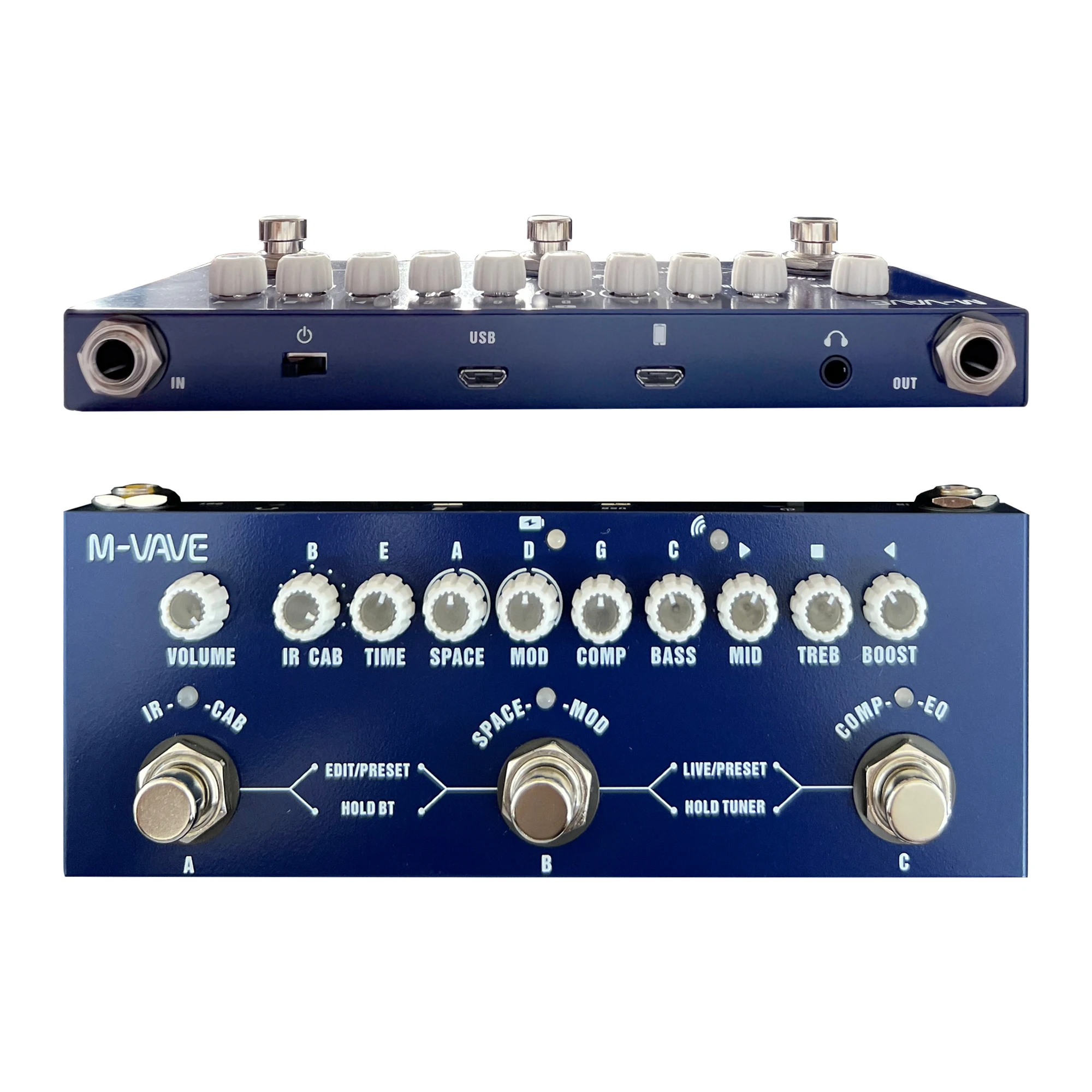 CUBE BABY Rechargeable Guitar Multi-Effects Pedal Recording Phaser Compressor Pedal for Electric Bass