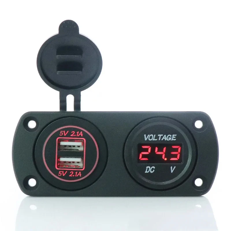 2-в-1 двойной USB автомобильный прикуриватель панель 12 В зарядное устройство адаптер питания розетка морской