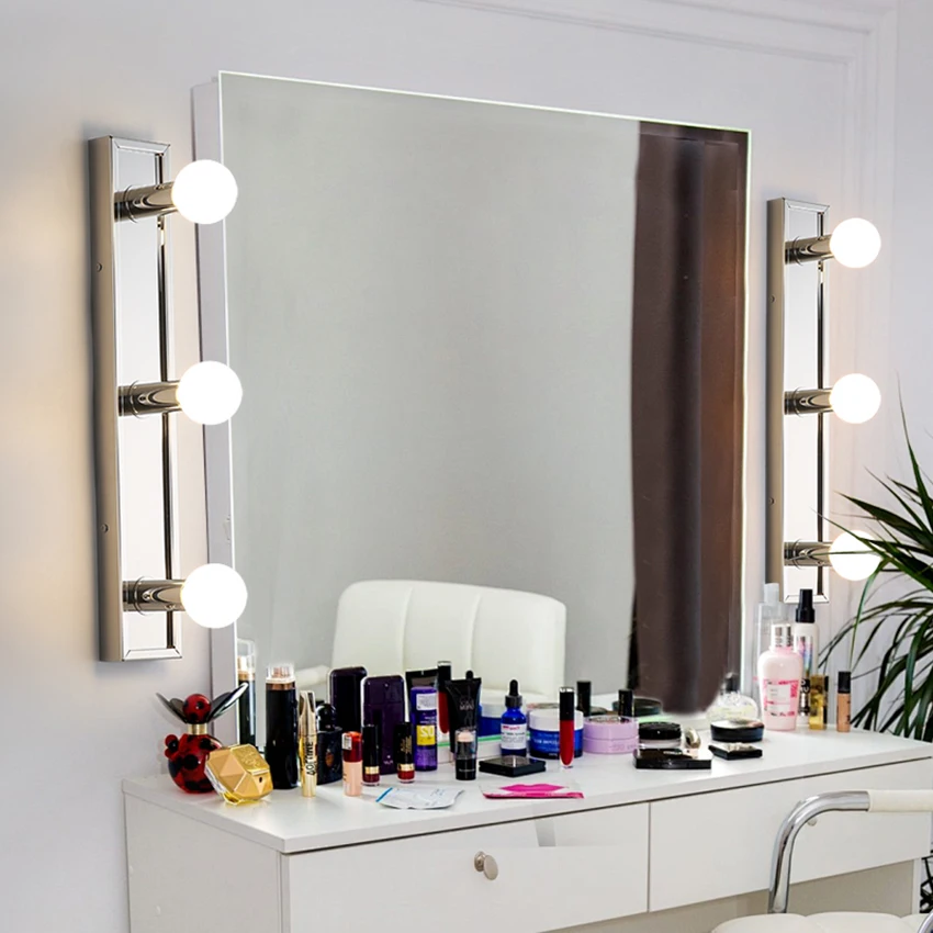 LED Bathroom Vanity Mirror Headlight Moisture-Proof Anti-Fog Lighting Living Room Custom Stainless Steel